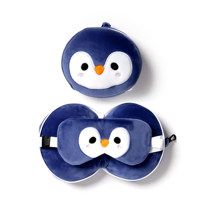 RelaxEazzz Pluche Penguin autour du masque de sommeil du coussin de voyage