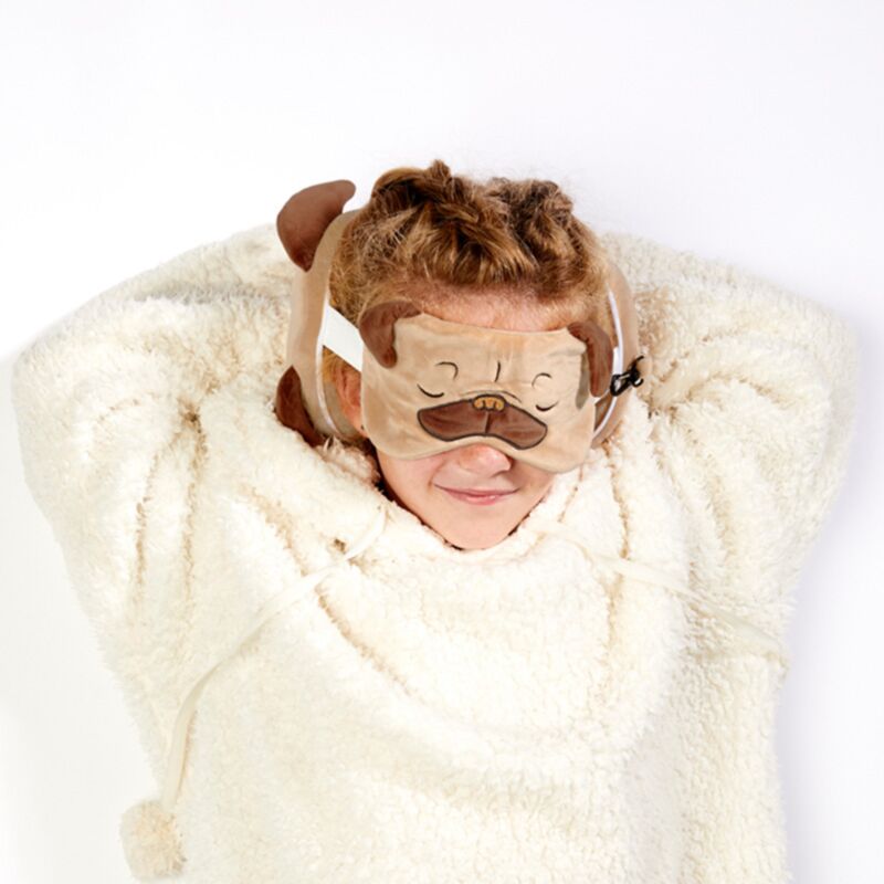 RelaxEazzz Pug autour du masque de sommeil de coussin de voyage en peluche