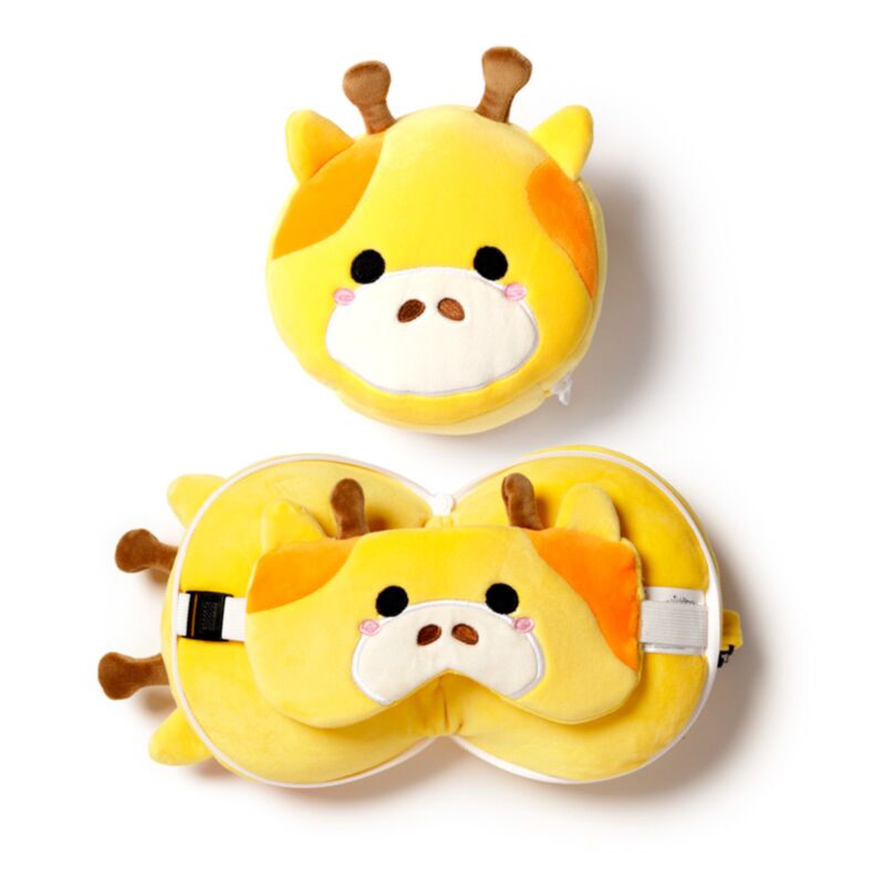 Girafe RelaxEazzz autour du coussin de voyage Masque de sommeil