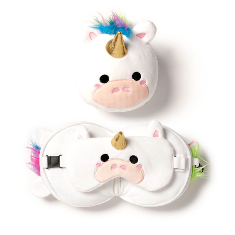 RelaxEazzz Unicorn autour du masque de sommeil du coussin de voyage