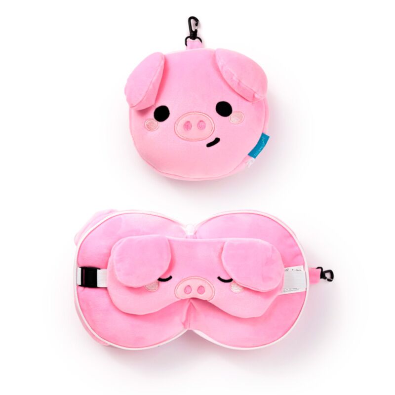 RelaxEazzz adoramals oliver le cochon autour du masque de sommeil du coussin de voyage