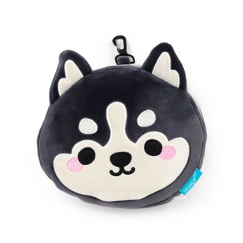 Relaxeazzz Luna le masque de sommeil oreiller de voyage animal de montagne husky