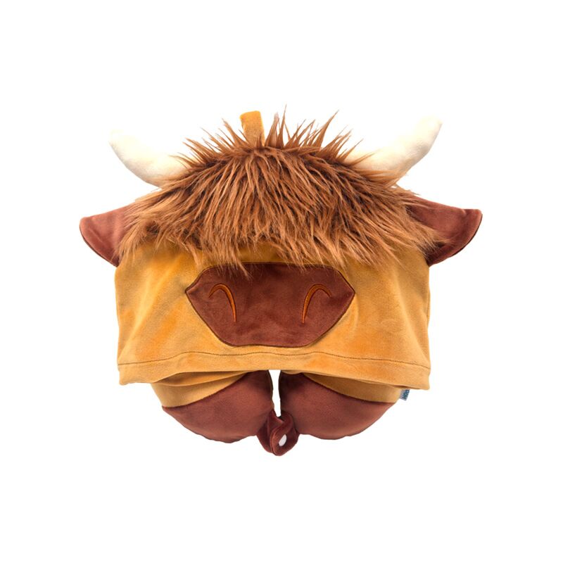 Hoodeazzz Furry Cow Highland Coo Oreiller de voyage en mousse à mémoire de forme