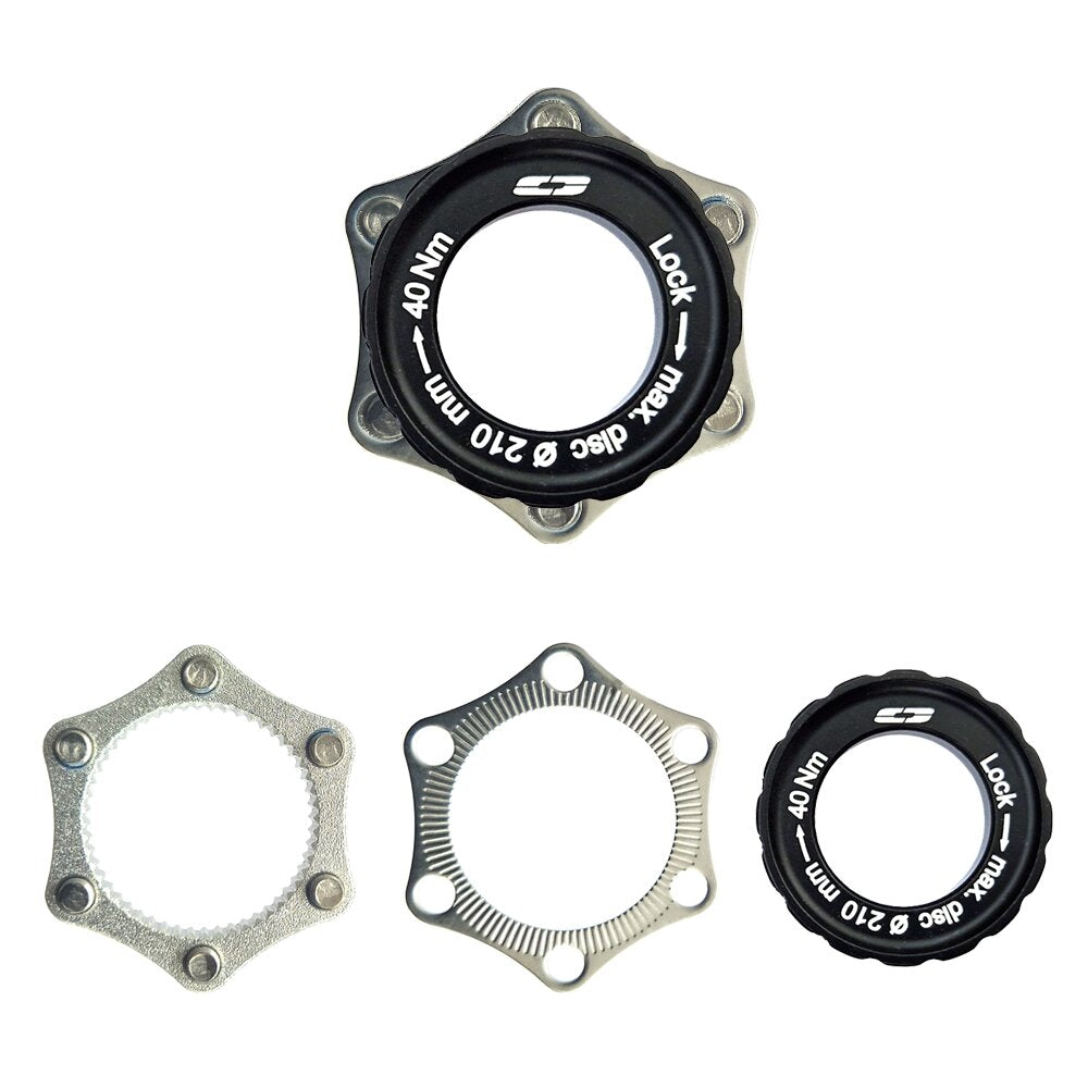 Adaptateur Cyclo tech centerlock à 6 trous, axe traversant