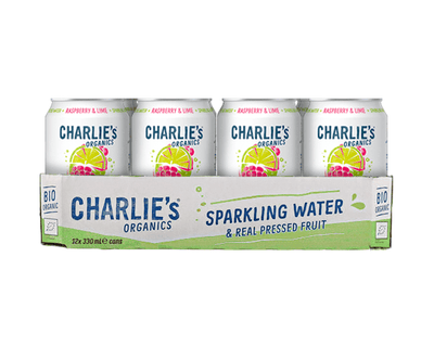 Charlie's Organics eau gazeuse framboise citron vert bio (12x 33cl)