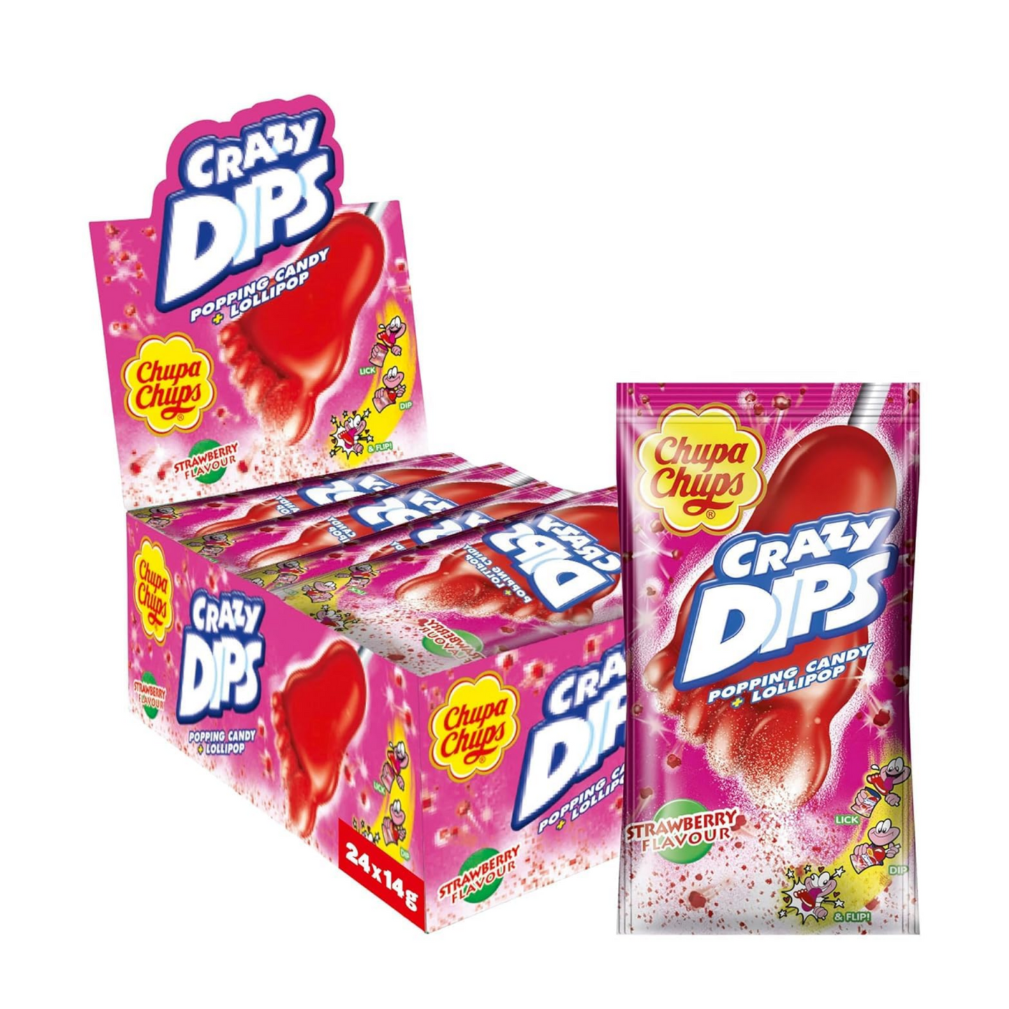 Chupa chups chupa crazy dips fraise (24x 14gr)