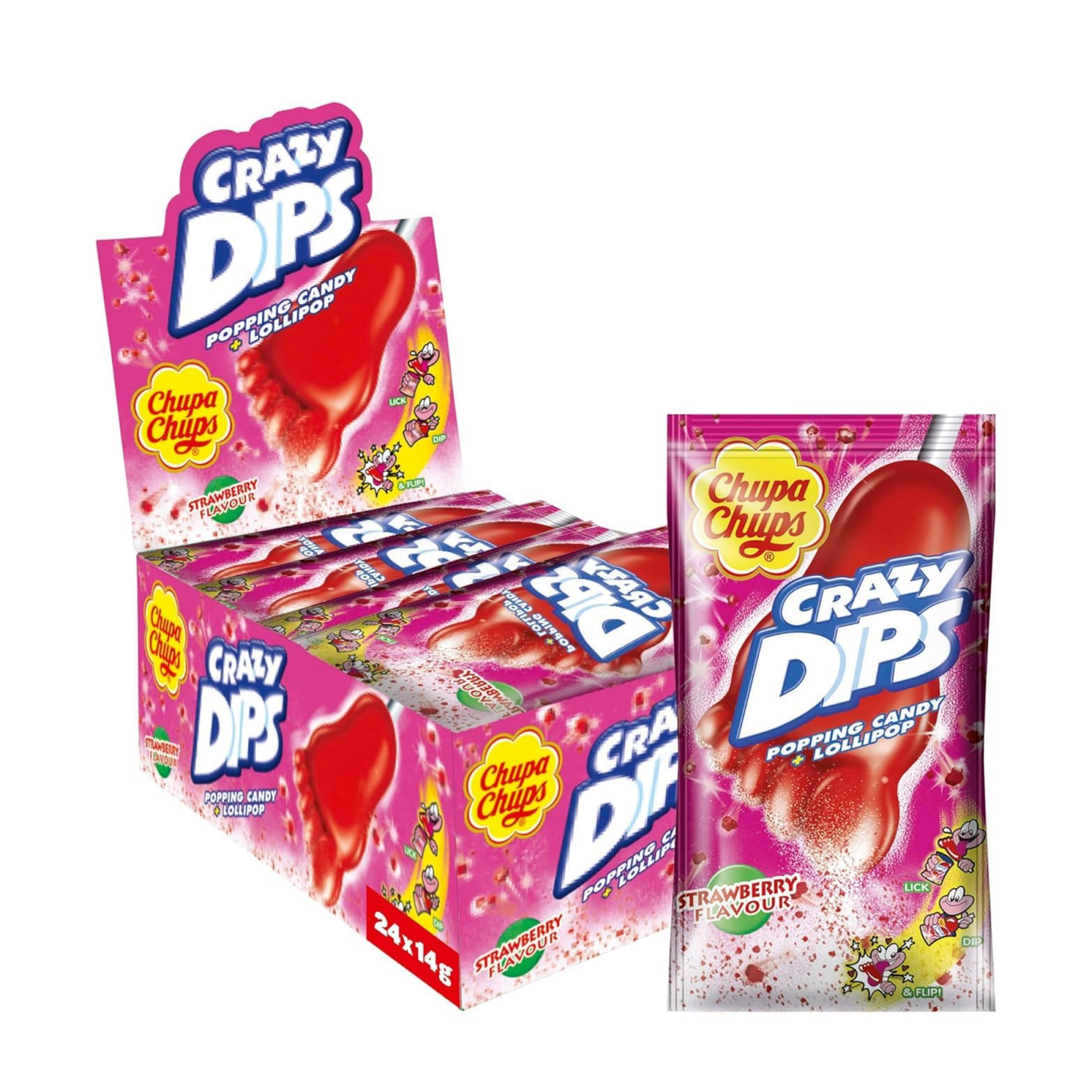 Chupa chups chupa crazy dips fraise (24x 14gr)