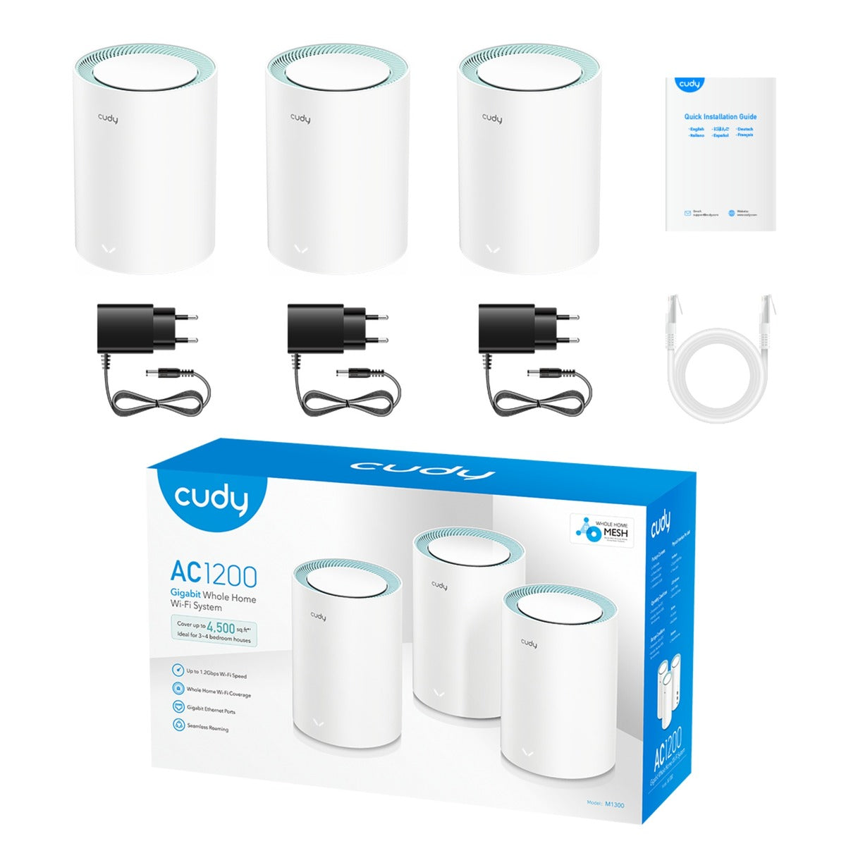 Cudy AC1200 Gigabit Mesh Wi-Fi Système (3 pack)