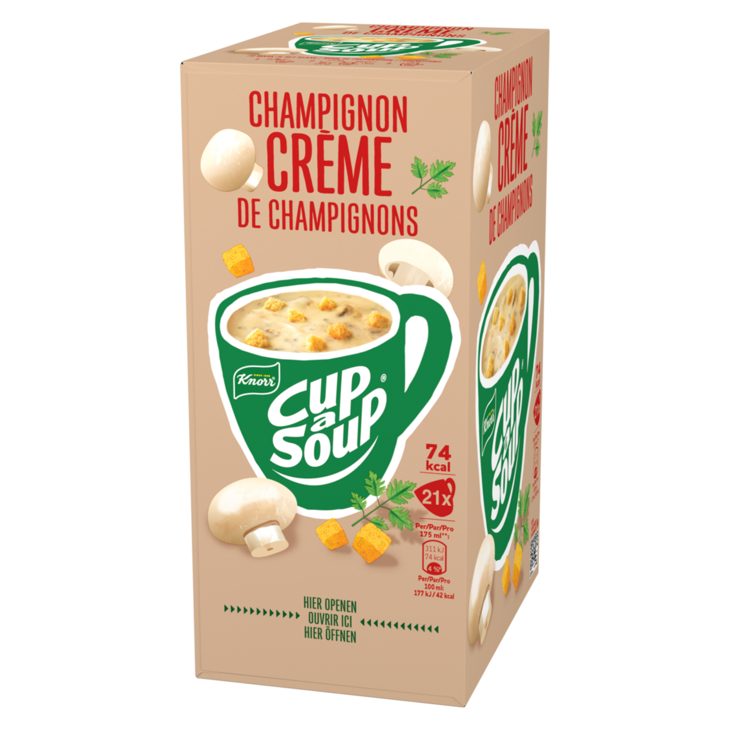 Cup a soup trio cup-a-soupe – tomate, crème de poulet et champignons – 63x175ml – mélange à soupe classiques puissants (21x 175 ml) (b-0275)