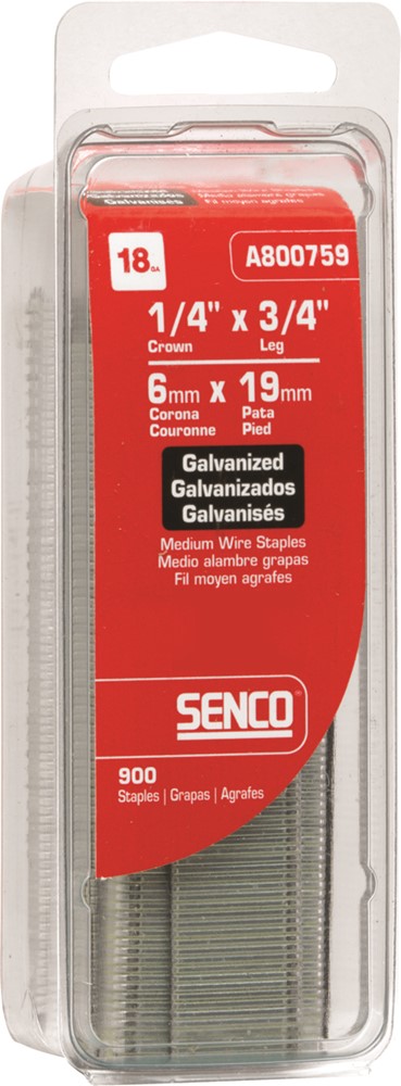 Agrafes en L Senco largeur intérieure 3,34 mm - 16 mm galvanisées - disponibles sous blister (1200 pièces) - a800629