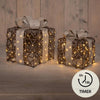 Anna's collection coffrets cadeaux lumineux lot de 2 50 LED classique chaud 15x15x17cm 20x20x23cm fonctionne avec 3 piles AA avec minuterie