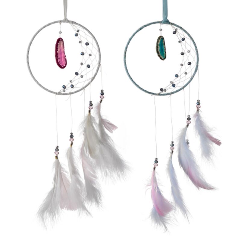 Black Half Maan Dreamcatcher avec Agate