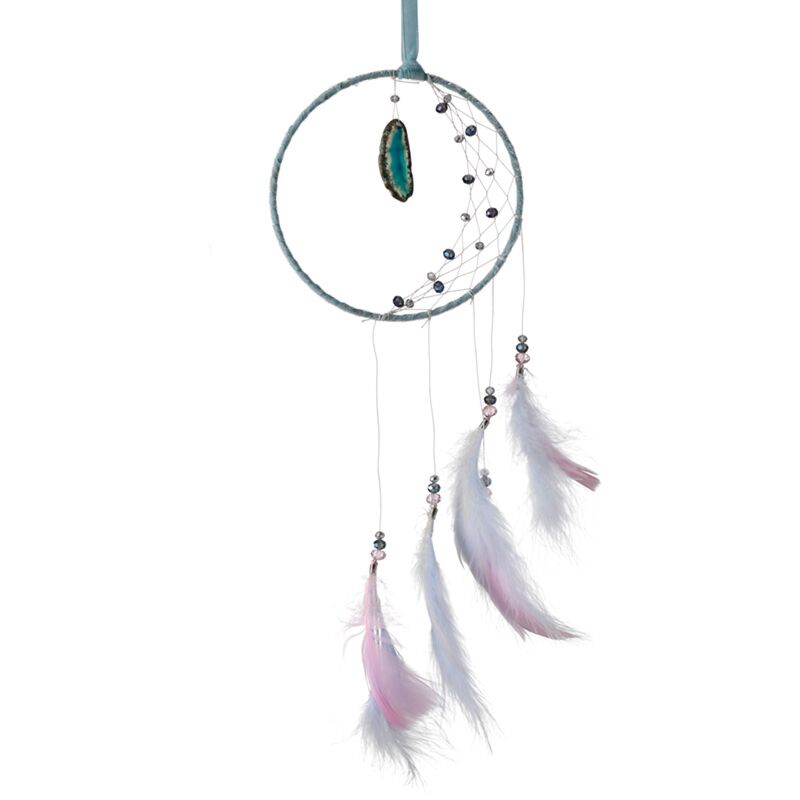 Black Half Maan Dreamcatcher avec Agate
