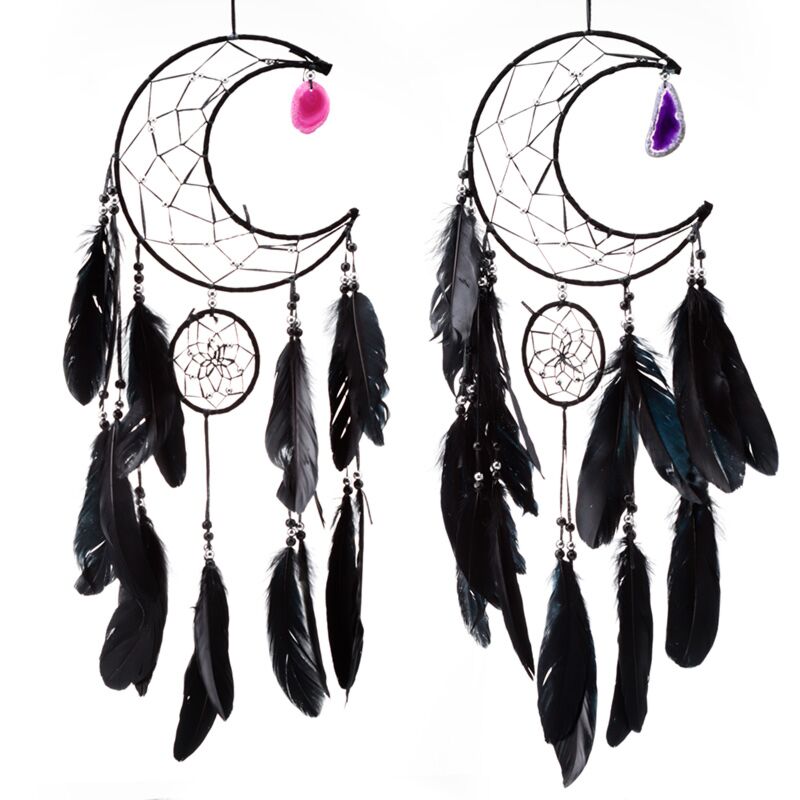 Catcher de rêve de Half Moon White avec Agate