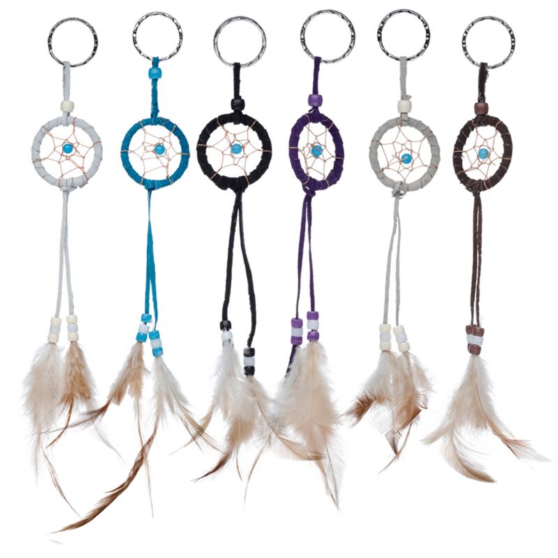 Mini Feathers Dream Catcher Key Ring avec des perles