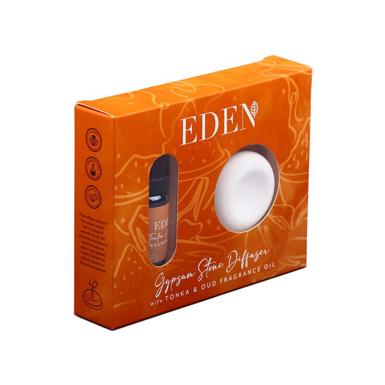 Coffret diffuseur et huile parfumée en pierre de plâtre ancien Tonka