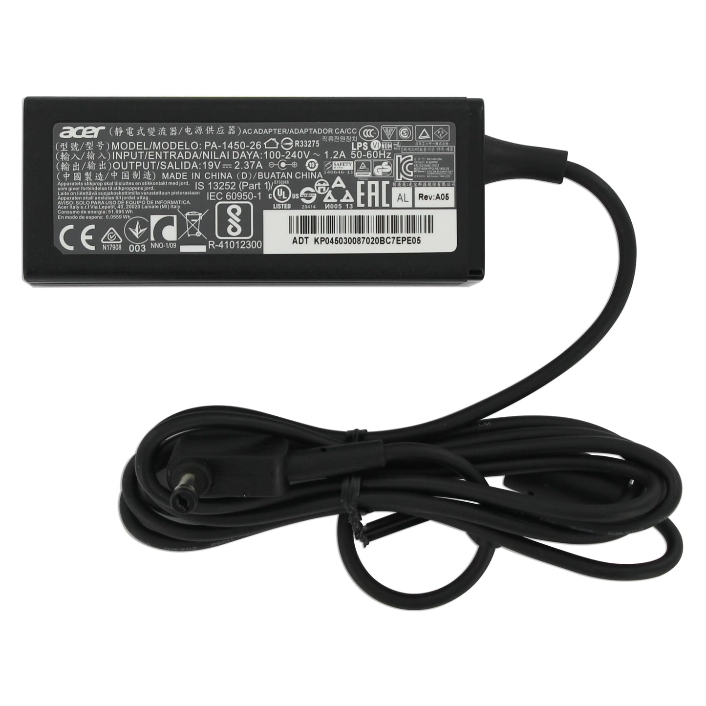 Adaptateur d'ordinateur portable Acer 45W noir