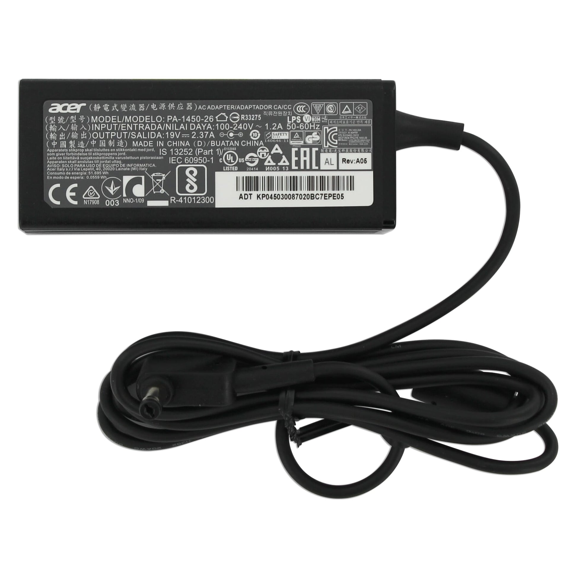 Adaptateur d'ordinateur portable Acer 45W noir