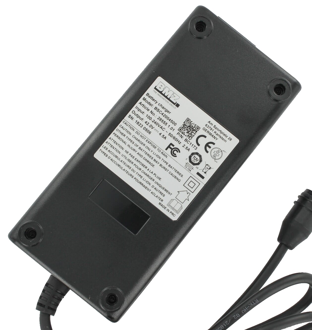 Chargeur de batterie BMZ Li-ion 42V 4.5a Plug Rosenberger
