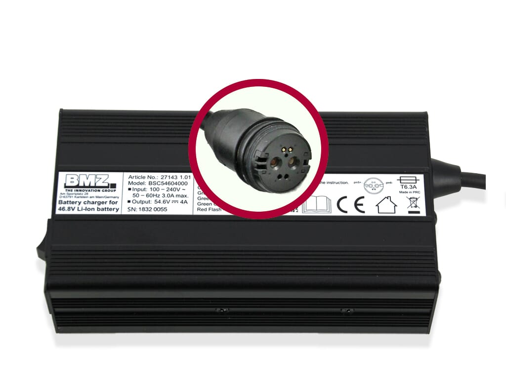 Chargeur de batterie BMZ Li-ion 54,6V 4A Plug Rosenberger