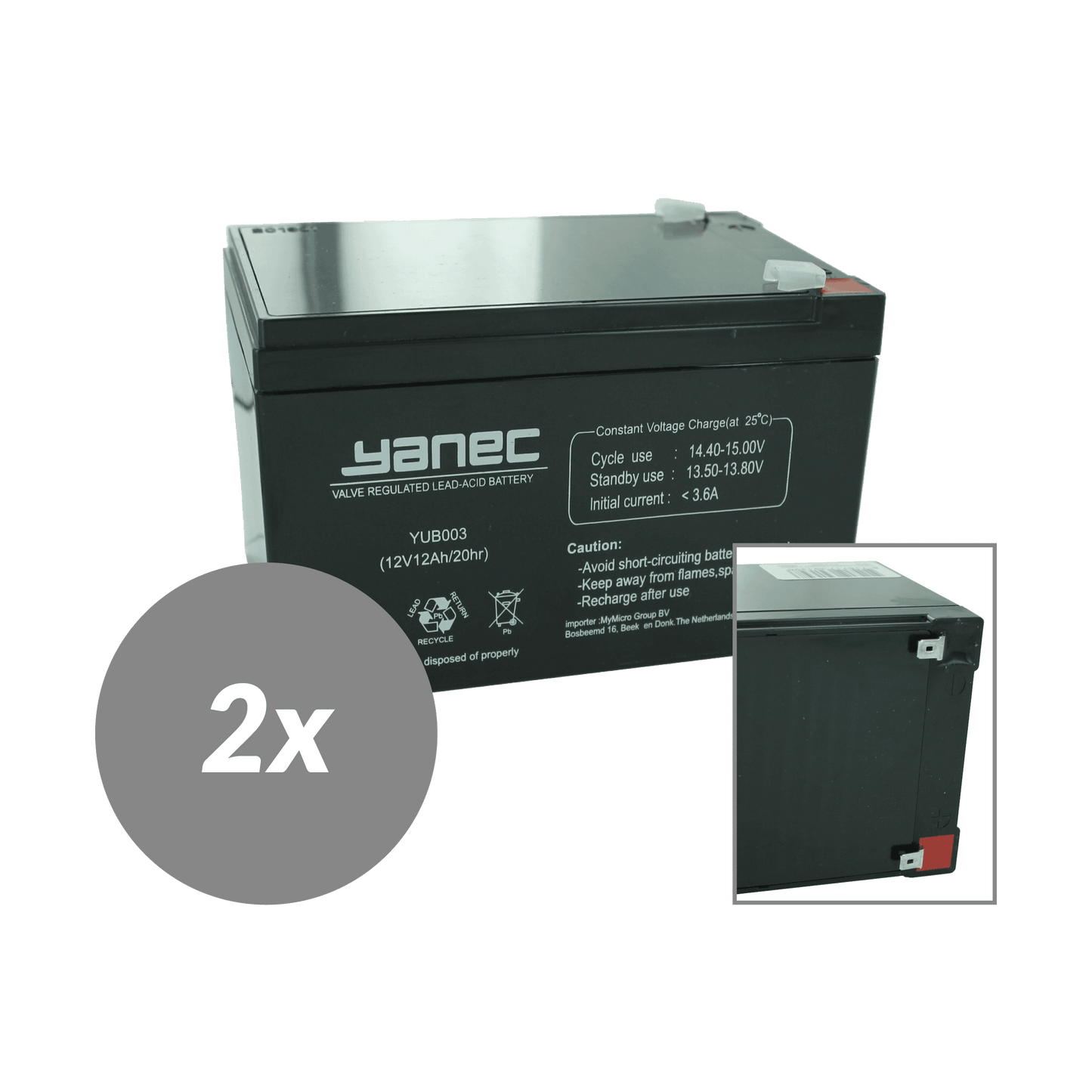 Remplacement de la batterie Yanec UPS Set RBC6 (Excl. Câbles)