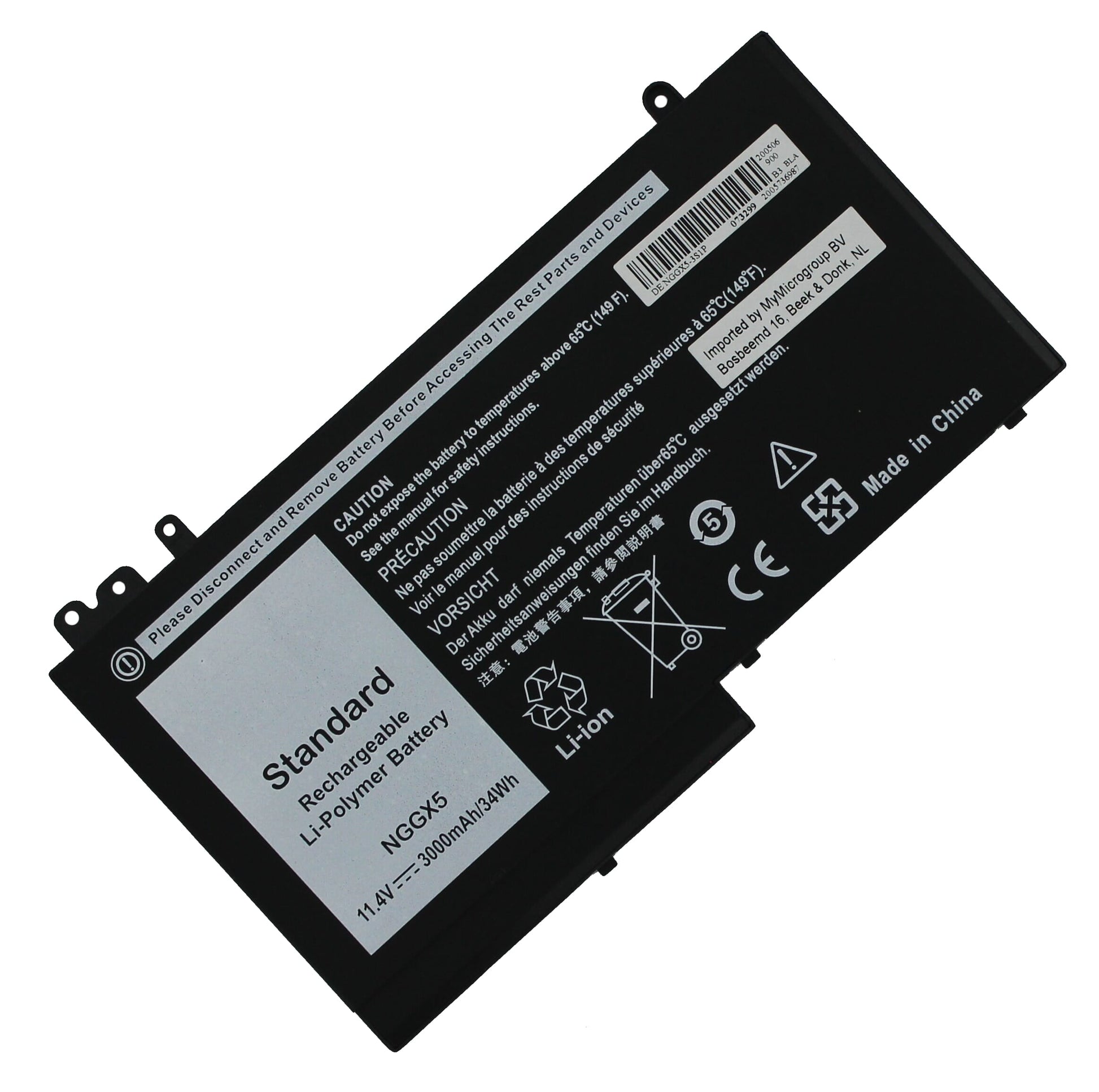Batterie d'ordinateur portable de remplacement 3400mAh