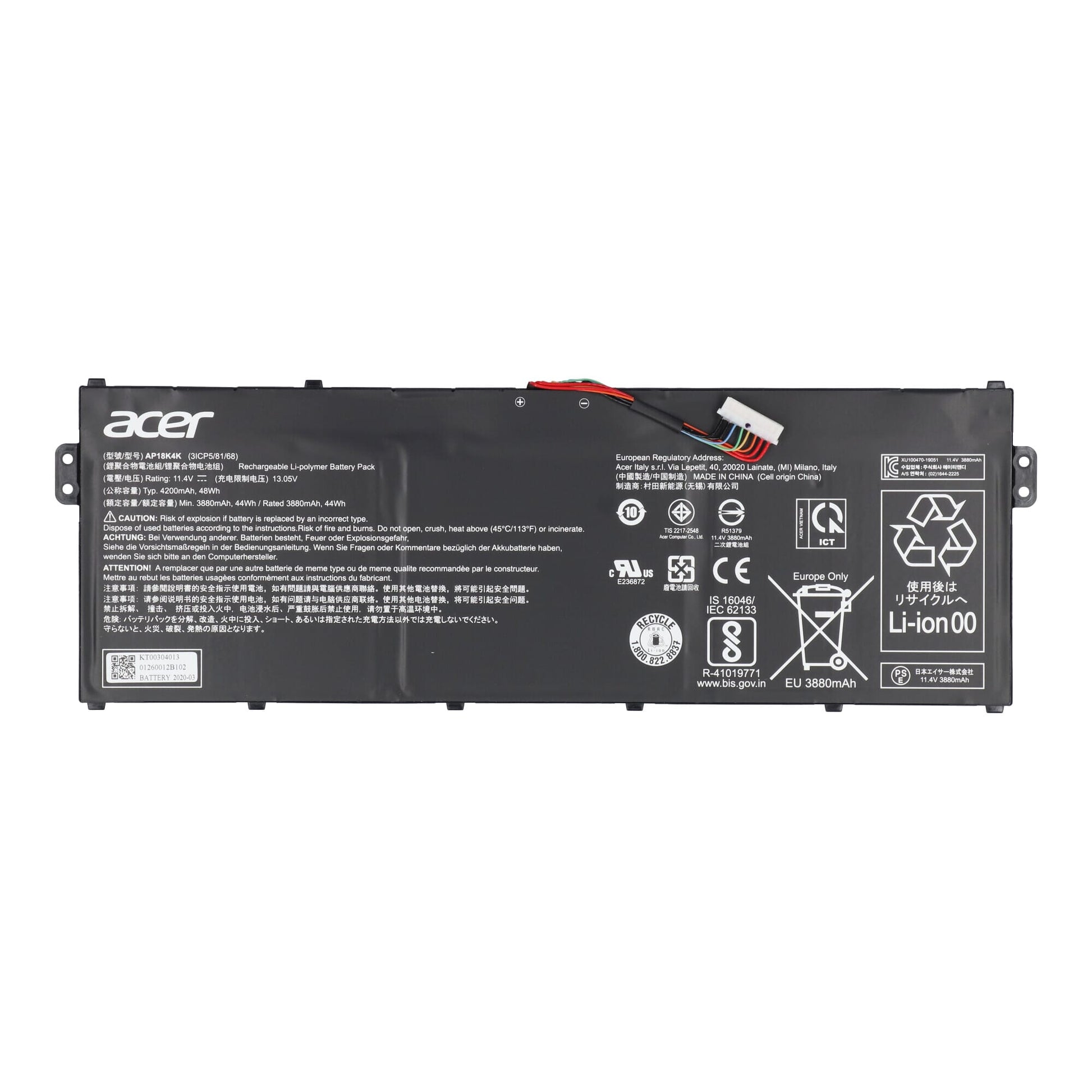 Batterie d'ordinateur portable Acer 4200 mah