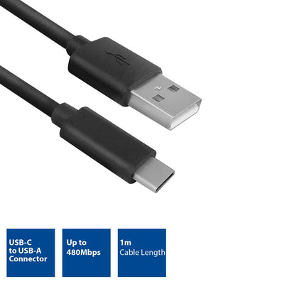 ACT USB 2.0 CONNECTION Câble C mâle Un mâle 1 mètre, sac à fermeture éclair