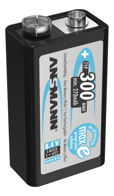 Batterie Ansmann Nimh 9 volts E Bloc Type 300 Maxe 1er Blister