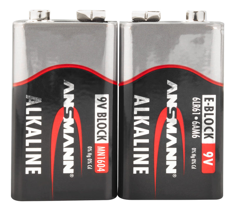 Batterie alcaline Ansmann 9 Volt E Bloc 6LR61 2 PCS. rétrécissement