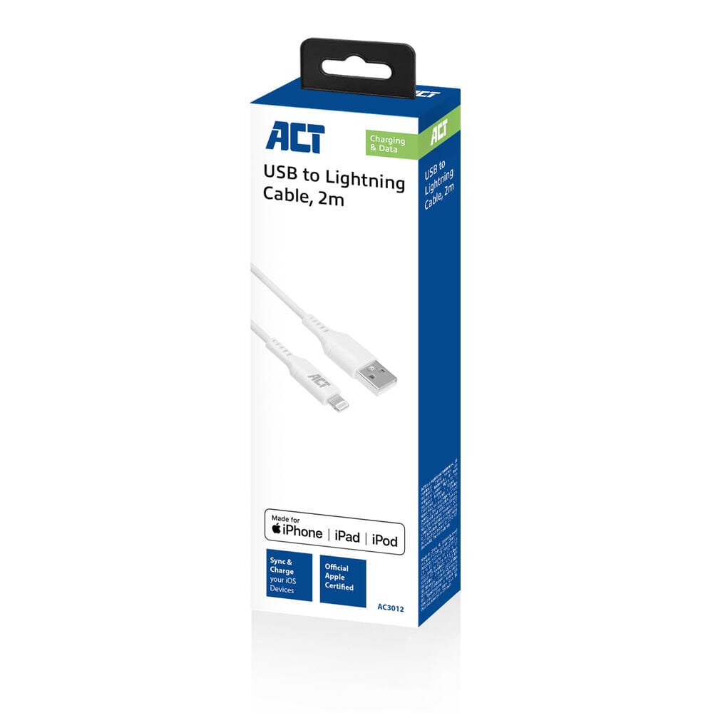 Act USB A To Lightning Load Data Cable 2M MFI certifié