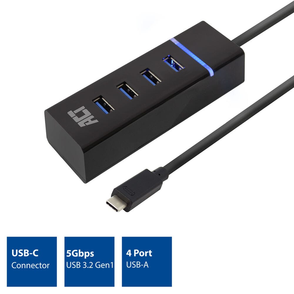 Act Connectivité USB-C Hub 3.2 avec 4 ports USB-A