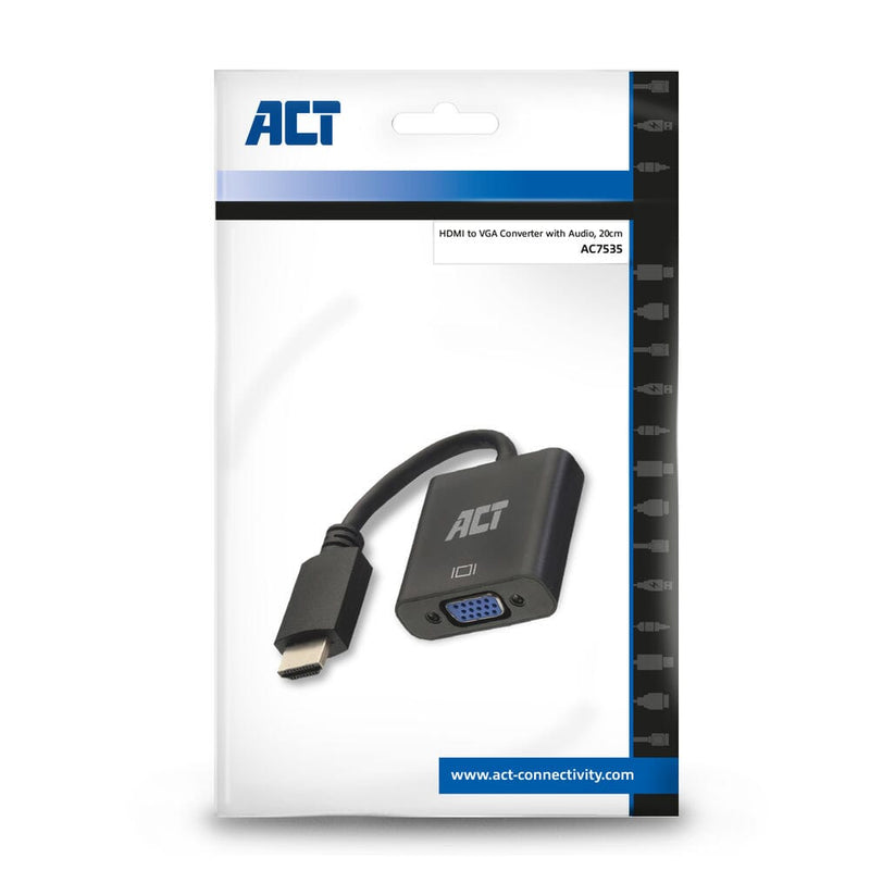 ACT 0,15 M, Adaptateur féminin HDMI-A masculin à VGA, avec audio