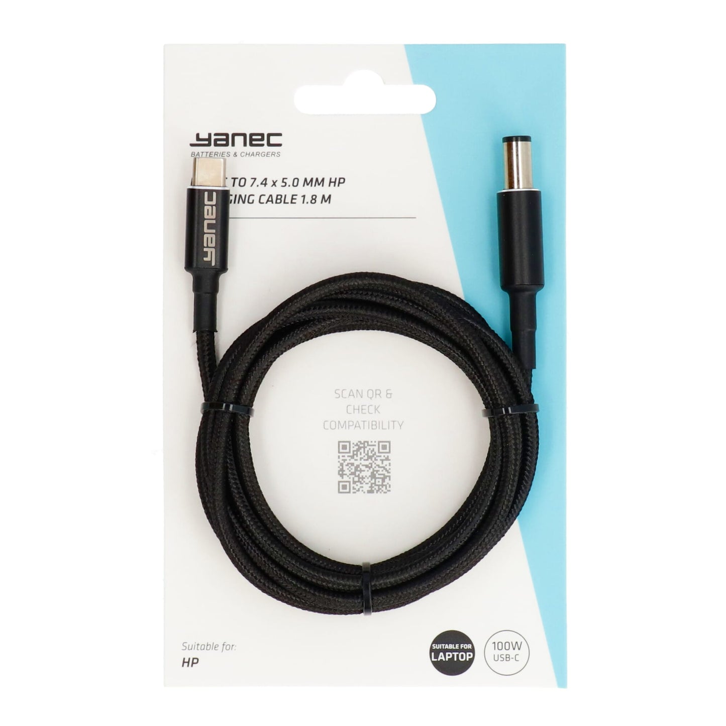 YANEC USB-C à 7,4 x 5,0 mm Câble de charge HP 1,8 m