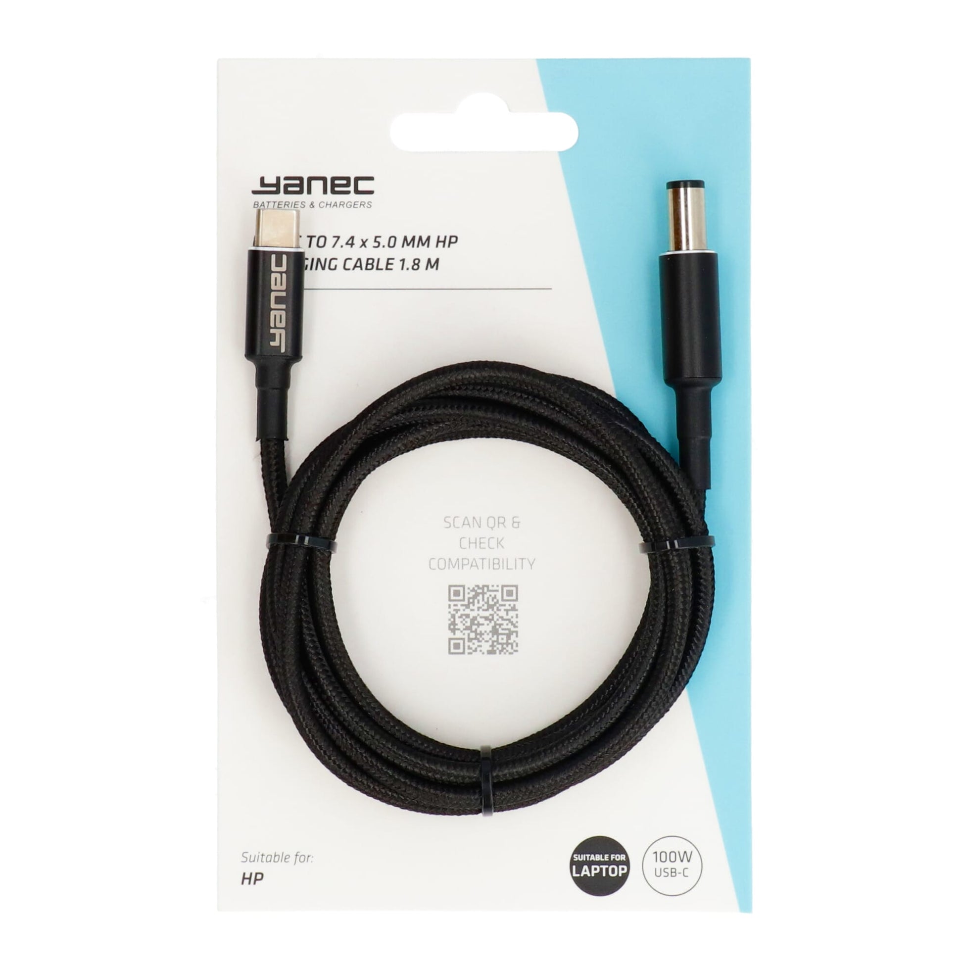 YANEC USB-C à 7,4 x 5,0 mm Câble de charge HP 1,8 m