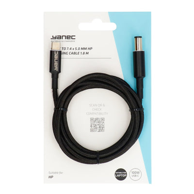 YANEC USB-C à 7,4 x 5,0 mm Câble de charge HP 1,8 m