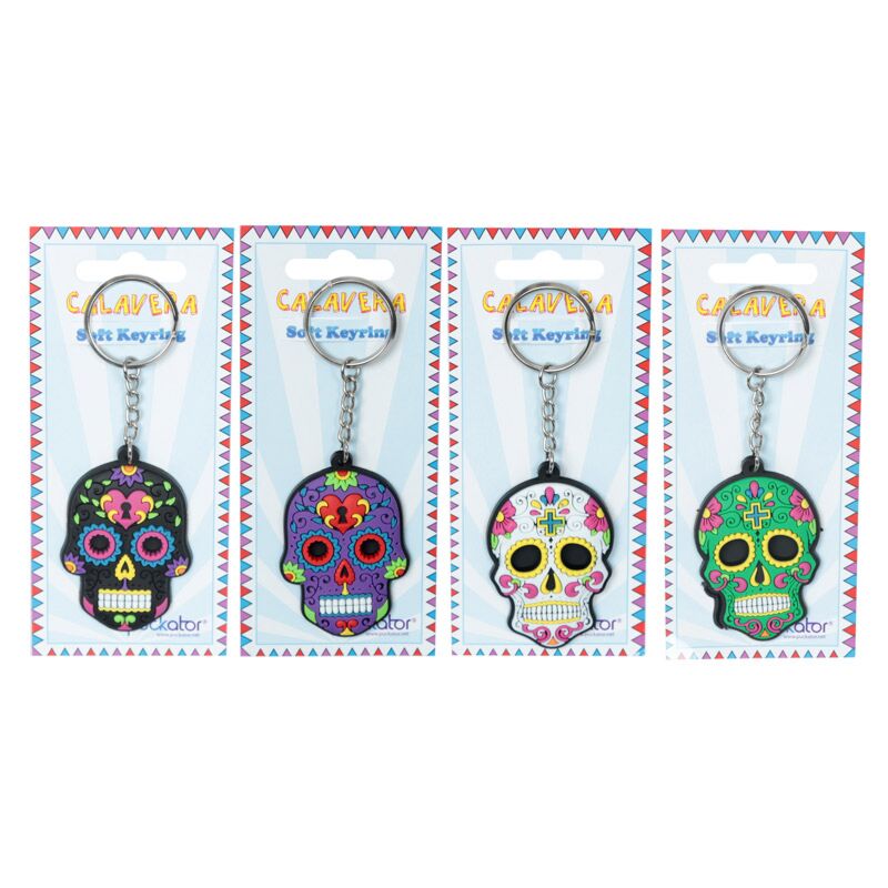 Slide de Los Muertos Mexican Death Heading PVC Key Holder