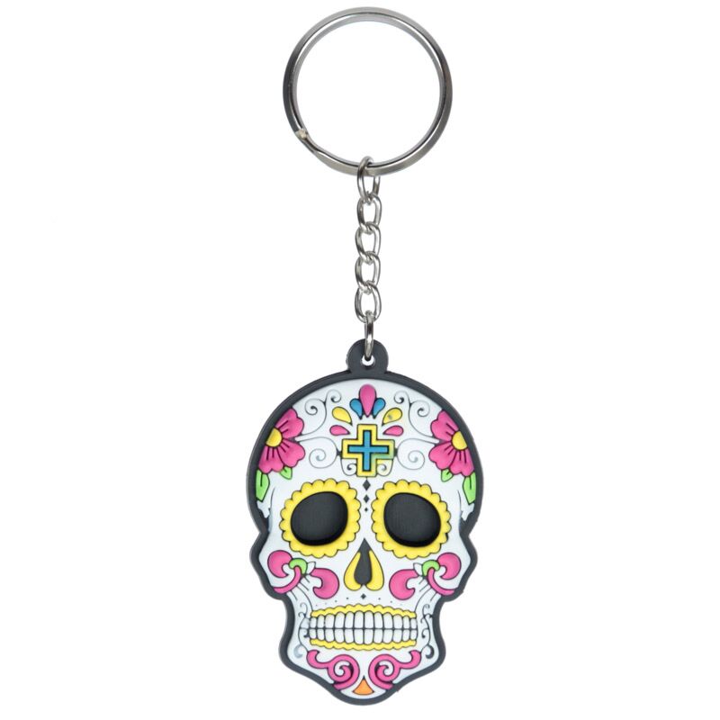 Slide de Los Muertos Mexican Death Heading PVC Key Holder