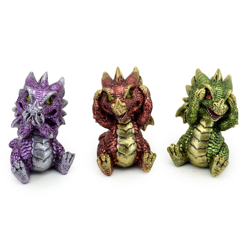 Ensemble de 3 éléments bébé dragon n'entendre pas de ne parler pas de mal