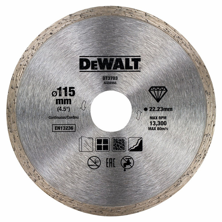 Accessoires Dewalt disque diamanté, avec bord fermé, ø115mm 22,2mm - dt3703-qz