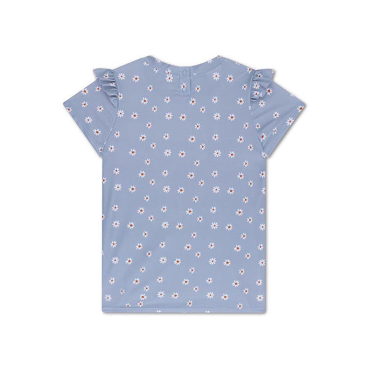Fleur de marguerite | Chemise de natation UV bleue avec manches courtes
