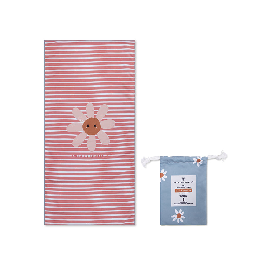 Fleur de marguerite | Serviette en microge bleu 135 x 65 cm