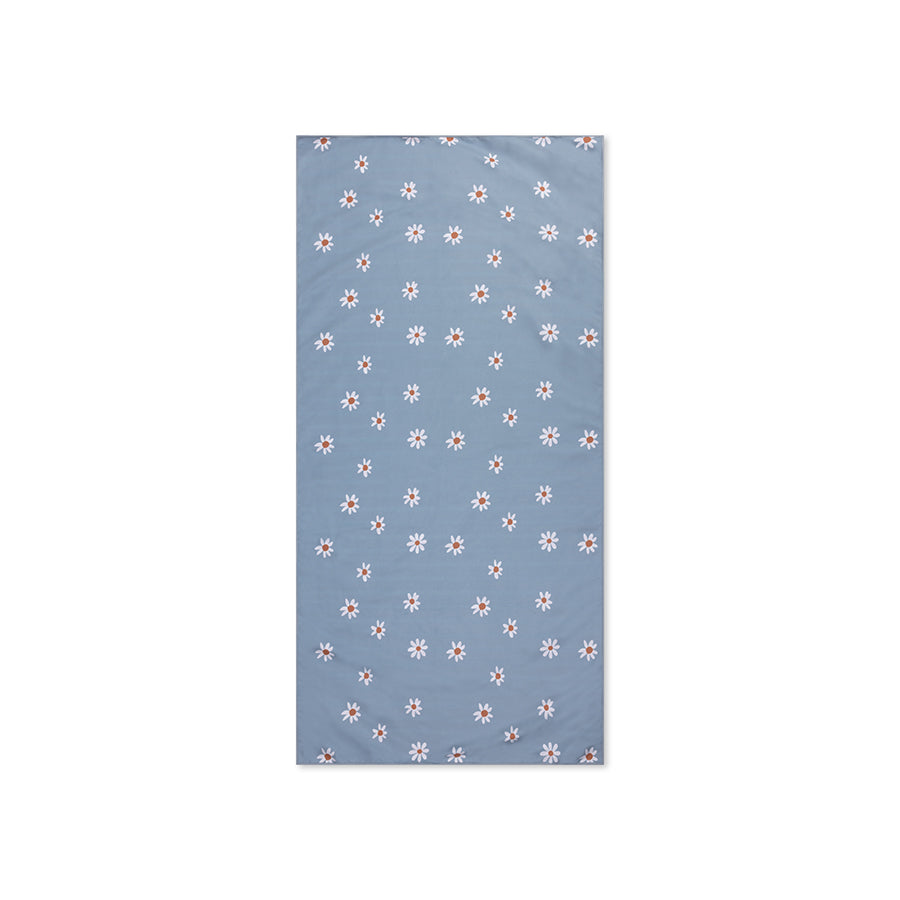 Fleur de marguerite | Serviette en microge bleu 135 x 65 cm