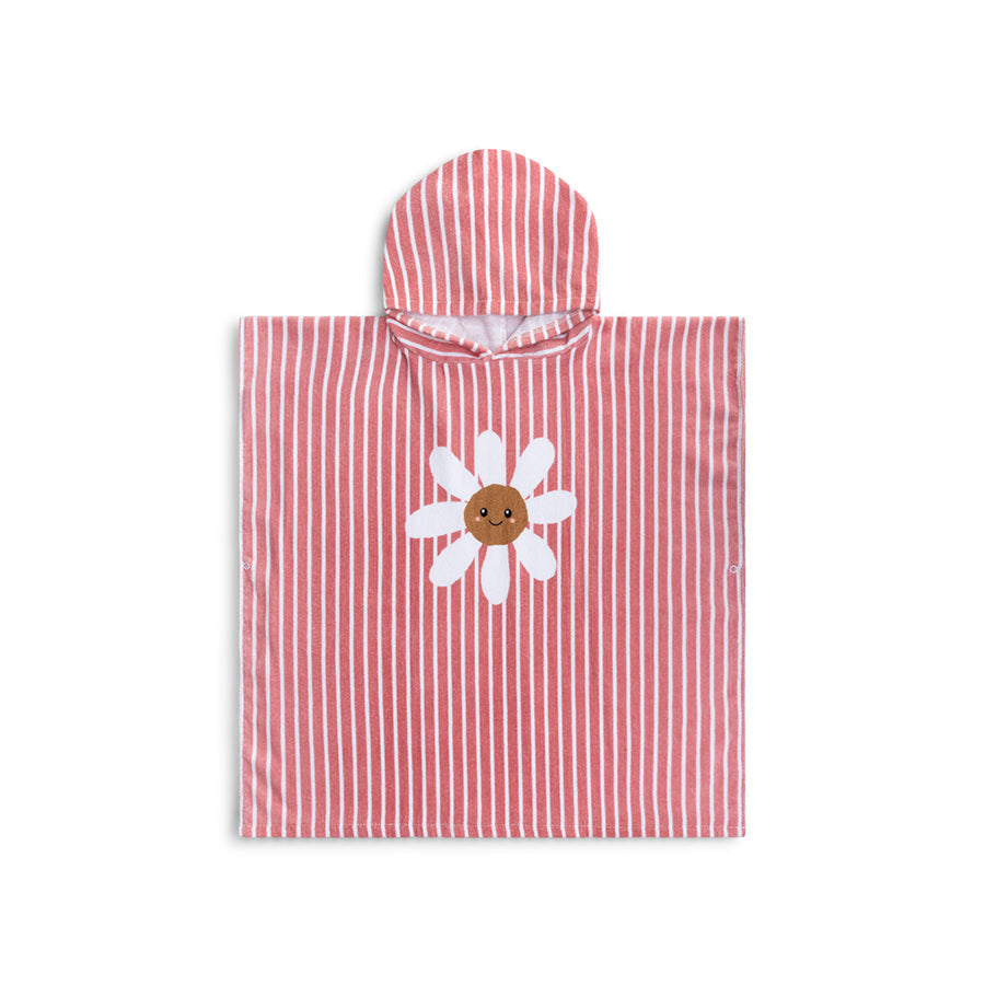 Fleur de marguerite | Red White Cotton Beach Poncho 65 x 65 cm