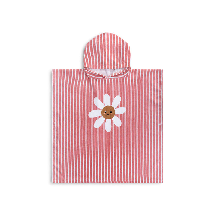 Fleur de marguerite | Red White Cotton Beach Poncho 65 x 65 cm