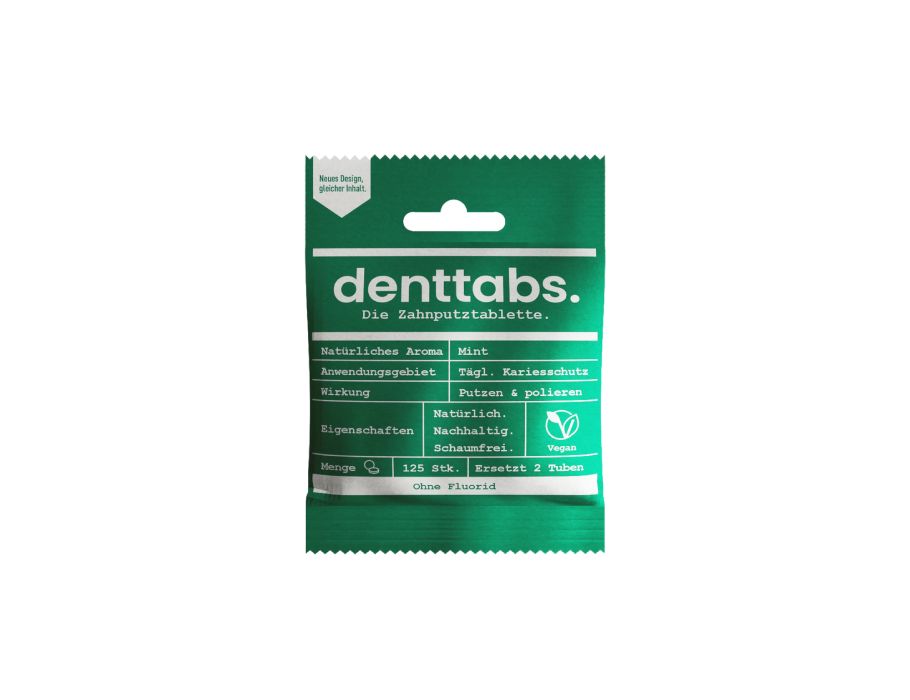 Comprimés de dentifrice denttabs sans menthe fluor