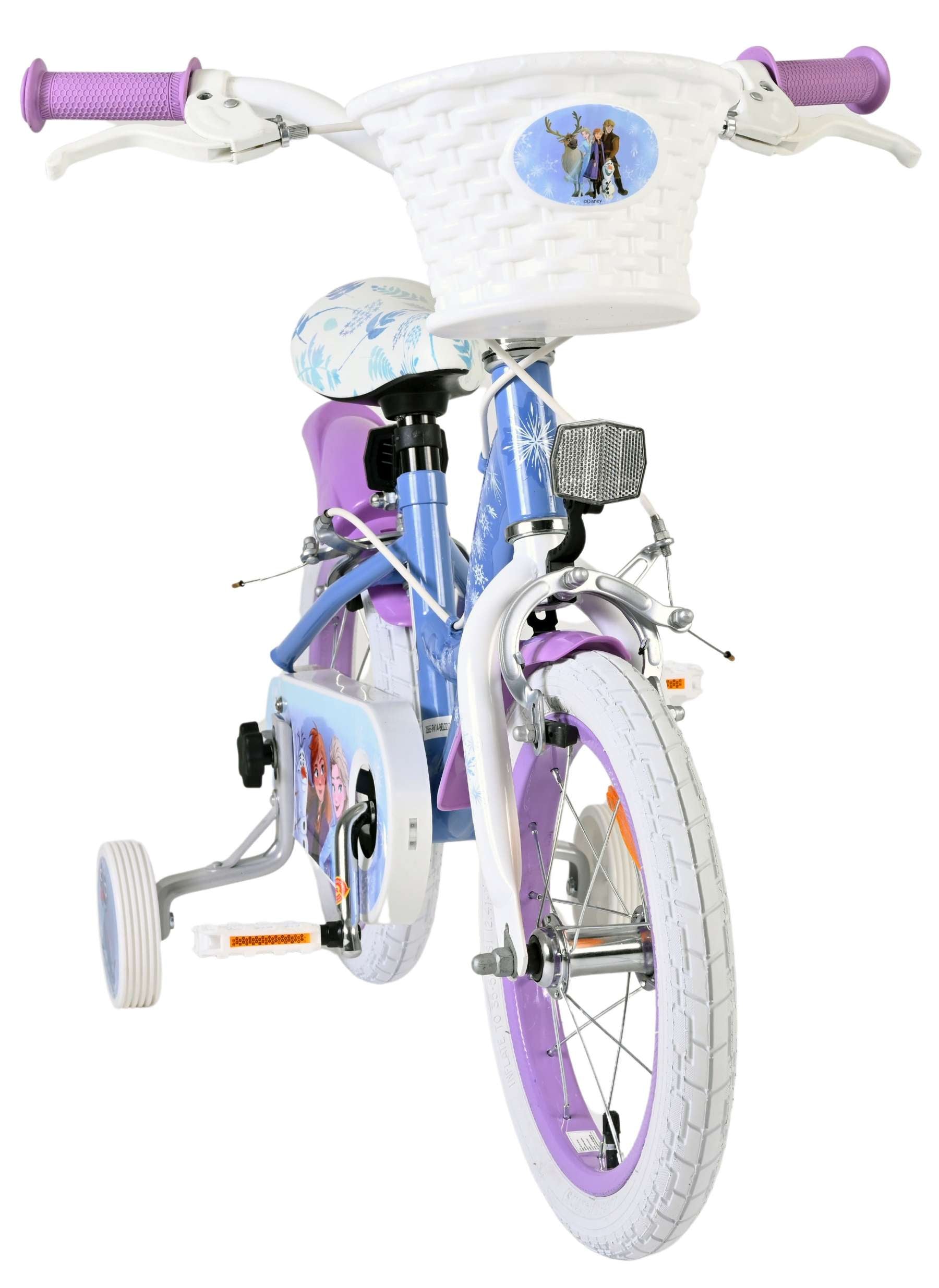 Vélo enfant Volare Disney Frozen 2 - filles - 14 pouces - bleu violet - deux freins à main