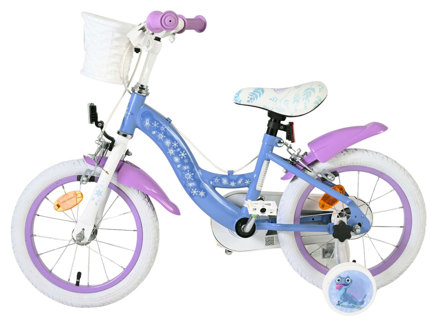 Vélo enfant Volare Disney Frozen 2 - filles - 14 pouces - bleu violet - deux freins à main