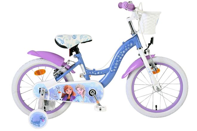 Vélo enfant Volare Disney La Reine des neiges 2 - filles - 16 pouces - bleu violet - deux freins à main