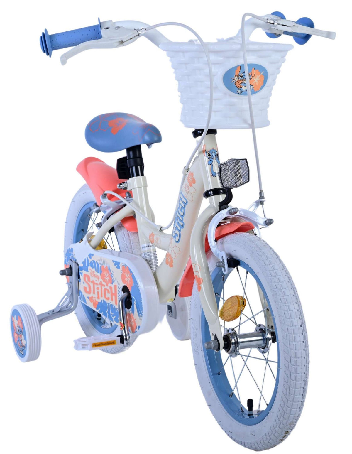 Stitch Stitch Children's Bike Girls 14 pouces Crème Coral Bleu à deux mains Freins